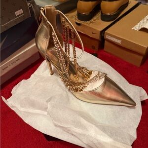 Chic Gold Embellished Heels